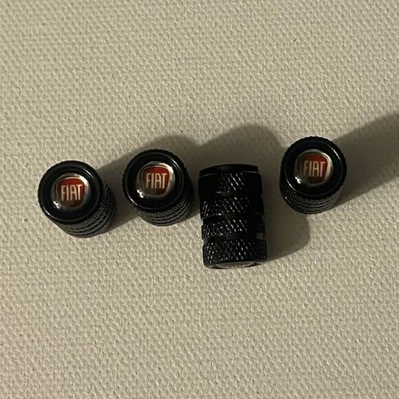 Fiat valve Stem caps in Black set of 4 NWT - Picture 1 of 4